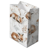 Cozy Foxes Animals Christmas ミディアムペーパーバッグ (裏面アングル)