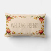 Cozy Friendsgiving Autumn Leaves Apples Warm Decor ランバークッション (正面)