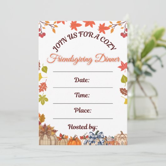 Cozy Friendsgiving Dinner Art 招待状 (スタンド正面)