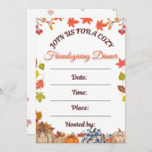 Cozy Friendsgiving Dinner Art 招待状 (正面/裏面)