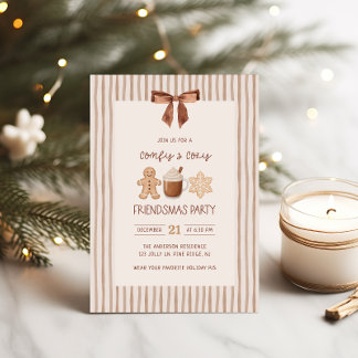 Cozy Friendsmas Striped Christmas Party Invitation 招待状