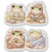 Cozy Frog Characters Custom-Cut Vinyl Sticker シール (正面)