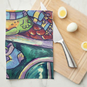 Cozy Frog Christmas & New Year Card キッチンタオル (四つ折り)