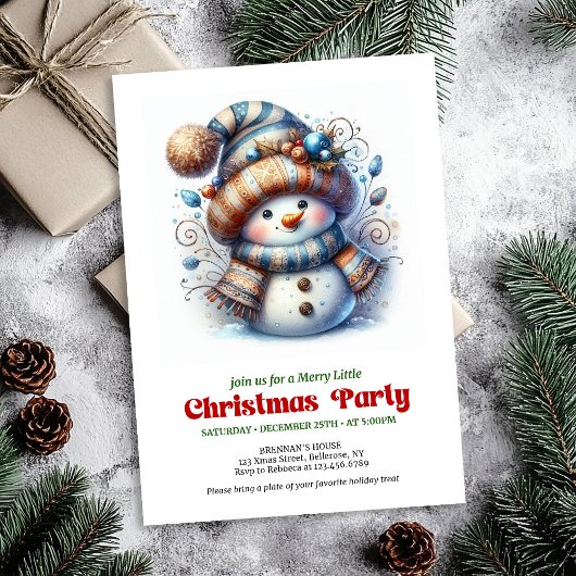 Cozy funny snowman holiday invite festive digital 招待状