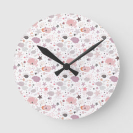 Cozy Galaxy- cosmos, stars and clouds Throw Pillow ラウンド壁時計