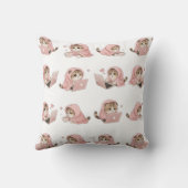 Cozy Gaming Cat Pattern - Aesthetic Pink Hoodie Ki クッション (裏面)