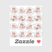 Cozy Gaming Cat Pattern - Aesthetic Pink Hoodie Ki シール (シート)