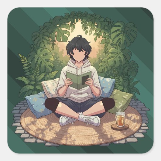 Cozy Garden Reading Art Piece スクエアシール (正面)