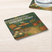 Cozy Garden Throw Pillow – 'Here, You Can Just Be' スクエアペーパーコースター (アングル)