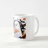 Cozy Ghost and Owl Halloween Art コーヒーマグカップ (正面右)