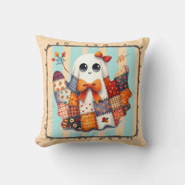 Cozy Ghost Patchwork Quilt – Halloween & Fall クッション