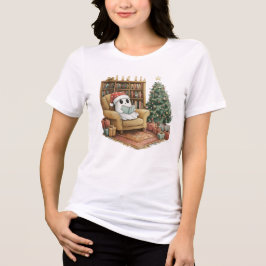 Cozy Ghost Reading Christmas Cute Holiday Gift トライブレンドＴシャツ