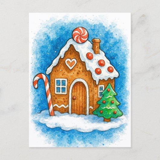 Cozy Gingerbread House Christmas Postcard シーズンポストカード (正面)