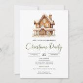 Cozy gingerbread house earthy Christmas party 招待状 (正面)