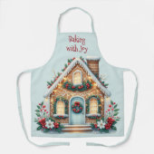 Cozy Gingerbread House Holiday Illustration エプロン (正面)