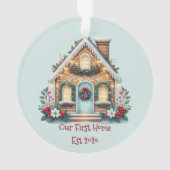 Cozy Gingerbread House Holiday Illustration オーナメント (裏面)
