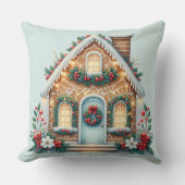 Cozy Gingerbread House Holiday Illustration クッション (正面)