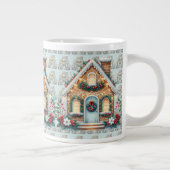 Cozy Gingerbread House Holiday Illustration ジャンボコーヒーマグカップ (右)