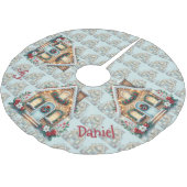 Cozy Gingerbread House Holiday Illustration ブラッシュドポリエステルツリースカート (アングル)