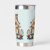 Cozy Gingerbread House Holiday Illustration 保温保冷タンブラー (左面)