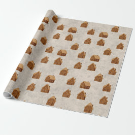 Cozy Gingerbread Houses Pattern Wrapping Paper ラッピングペーパー