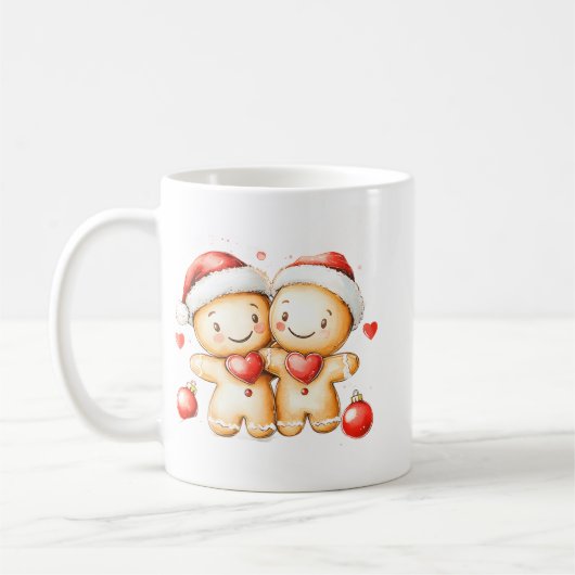 Cozy Gingerbread Man Hug | Festive Holiday Mug コーヒーマグカップ (左)