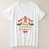 Cozy Gingerbread Plus Size Christmas Tee USA プラスサイズTシャツ (デザイン正面)