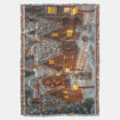 “Cozy Gingerbread Village Christmas Throw Blanket” スローブランケット (正面縦)