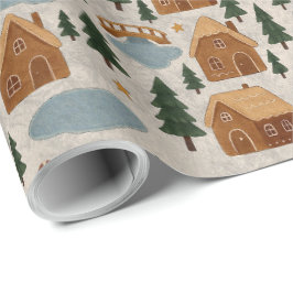 Cozy Gingerbread Village Wrapping Paper ラッピングペーパー