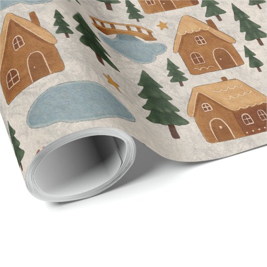 Cozy Gingerbread Village Wrapping Paper ラッピングペーパー (ロールコーナー)