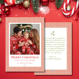 Cozy Gingham Christmas Card – Personalized Photo シーズンカード