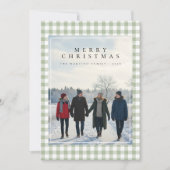 Cozy Gingham Modern Rustic Photo Christmas Card シーズンカード (正面)