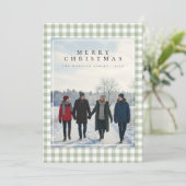 Cozy Gingham Modern Rustic Photo Christmas Card シーズンカード (スタンド正面)