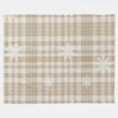 Cozy Gingham Snowflake Blanket – Beige & Taupe フリースブランケット (正面(横))