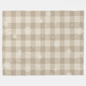 Cozy Gingham Snowflake Blanket – Beige & Taupe フリースブランケット (正面(横))