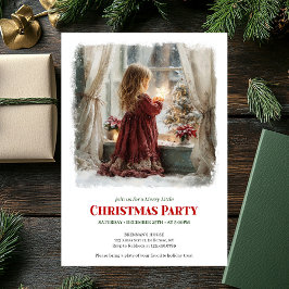 Cozy girl awaits Santa printable Christmas invite 招待状