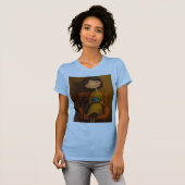 Cozy Girl Black Cat Whimsical Aesthetic Art Tシャツ (正面フル)