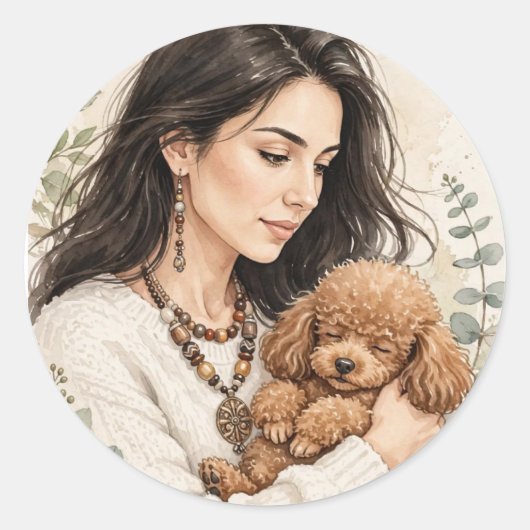 Cozy Girl either Poodle ステッカー – 最高の友達 (正面)
