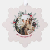 Cozy Gnome Fireplace Photo オーナメントカード (裏面)