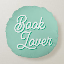 Cozy Green Book Lover Round Throw Pillow
