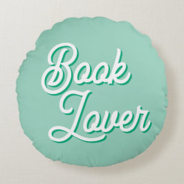 Cozy Green Book Lover Round Throw Pillow ラウンドクッション