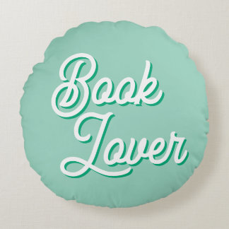 Cozy Green Book Lover Round Throw Pillow ラウンドクッション