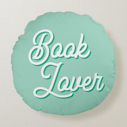 Cozy Green Book Lover Round Throw Pillow ラウンドクッション (正面)