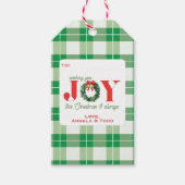 Cozy Green Plaid Christmas Joy ギフトタグ (正面)