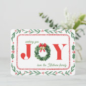 Cozy Green Plaid Christmas Joy シーズンカード (スタンド正面)