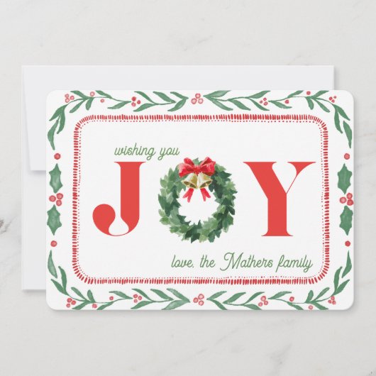 Cozy Green Plaid Christmas Joy シーズンカード (正面)