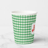 Cozy Green Plaid Christmas Joy 紙コップ (右)