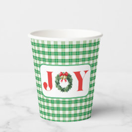 Cozy Green Plaid Christmas Joy 紙コップ