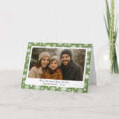 Cozy Green Snowflakes Christmas Photo Holiday Card シーズンカード (正面)