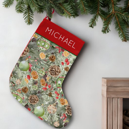 Cozy Greenery Baubles Christmas Gift for Him スモールクリスマスストッキング